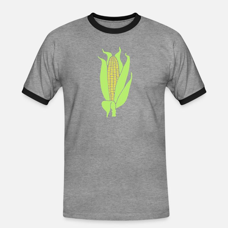 kukurydza pszenica - Koszulka męska z kontrastowymi wstawkami - szary melanż/czarny