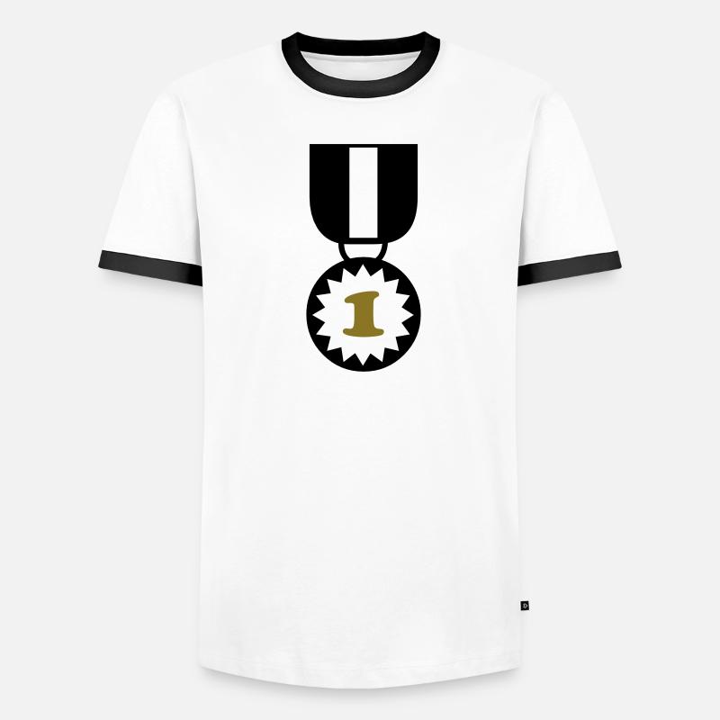 Medaille 1. Erster Gewinner Sieger Bester Held Männer Kontrast-T-Shirt