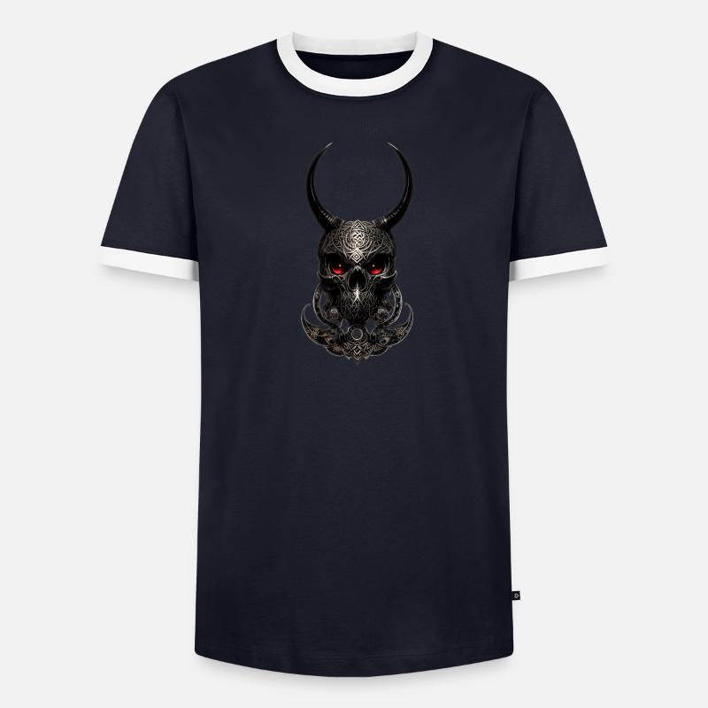 Crâne avec casque à cornes T-shirt contrasté Homme