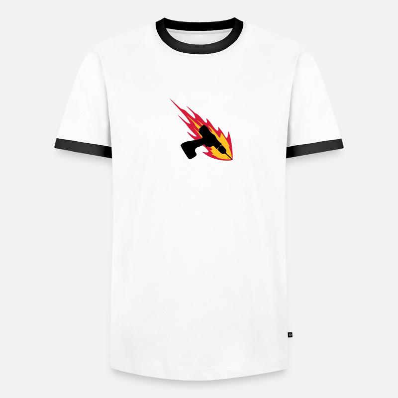 Cordless Drill On Fire Men's Ringer Shirt