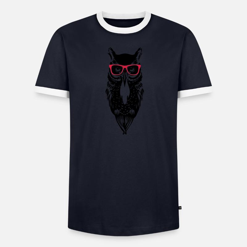 eule owl_glasses_2 Männer Kontrast-T-Shirt