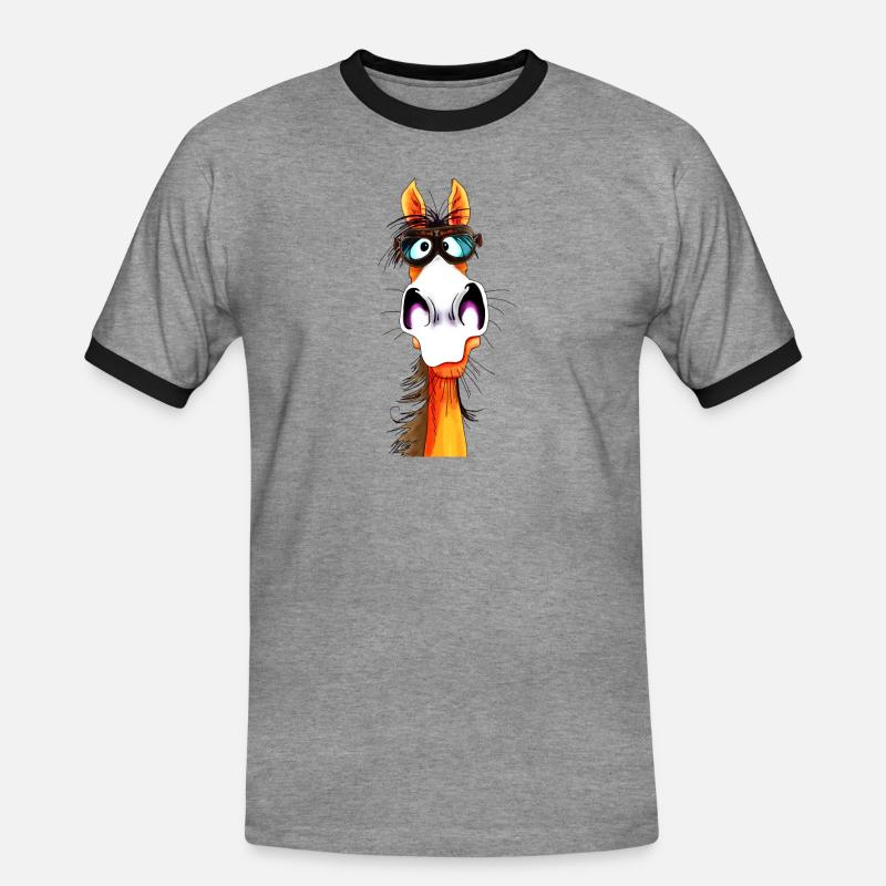 Pferd Plotz - Männer Kontrast-T-Shirt - Grau meliert/Schwarz