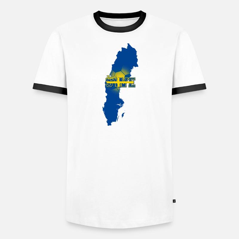 Team SWE Map Sweden with Ball Pattern Men's Ringer Shirt
