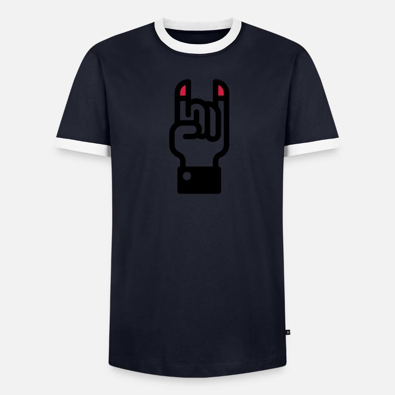 Signe des cornes du diable à la main / Horns main T-shirt contrasté Homme