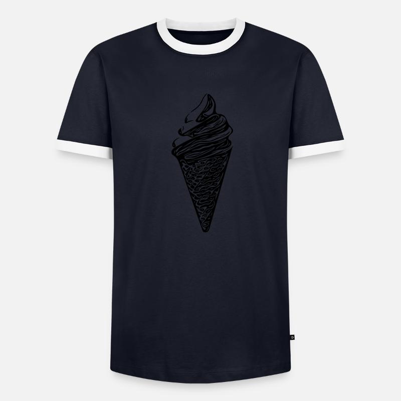 Cooles Softeis in Waffel Männer Kontrast-T-Shirt