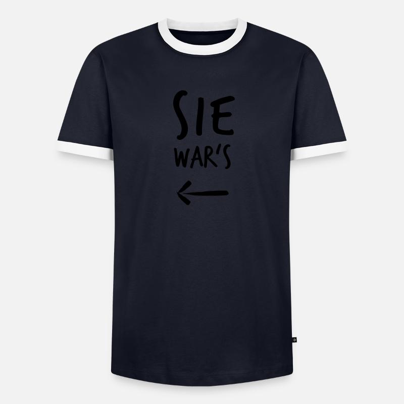 Sie war's! // Pfeil links <-- Männer Kontrast-T-Shirt