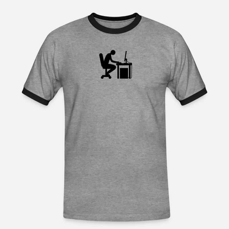 Computer Schreibtisch Nerd - Männer Kontrast-T-Shirt - Grau meliert/Schwarz