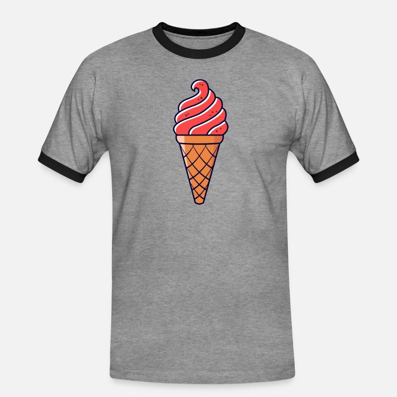 SOFTEIS EISCREME EISBECHER WAFFELEIS GESCHENKIDEE - Männer Kontrast-T-Shirt - Grau meliert/Schwarz