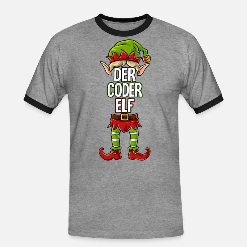 Coder Elf Partnerlook Weihnachten - Männer Kontrast-T-Shirt - Grau meliert/Schwarz