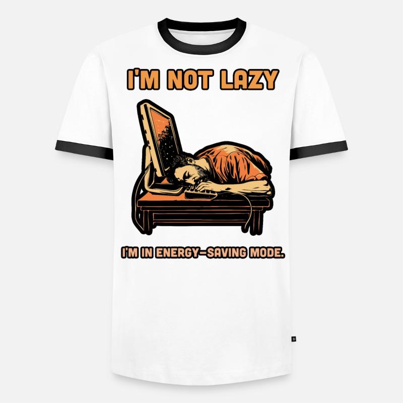 Lazy Programmer Humor Energy Saving Mode Funny Men's Ringer Shirt