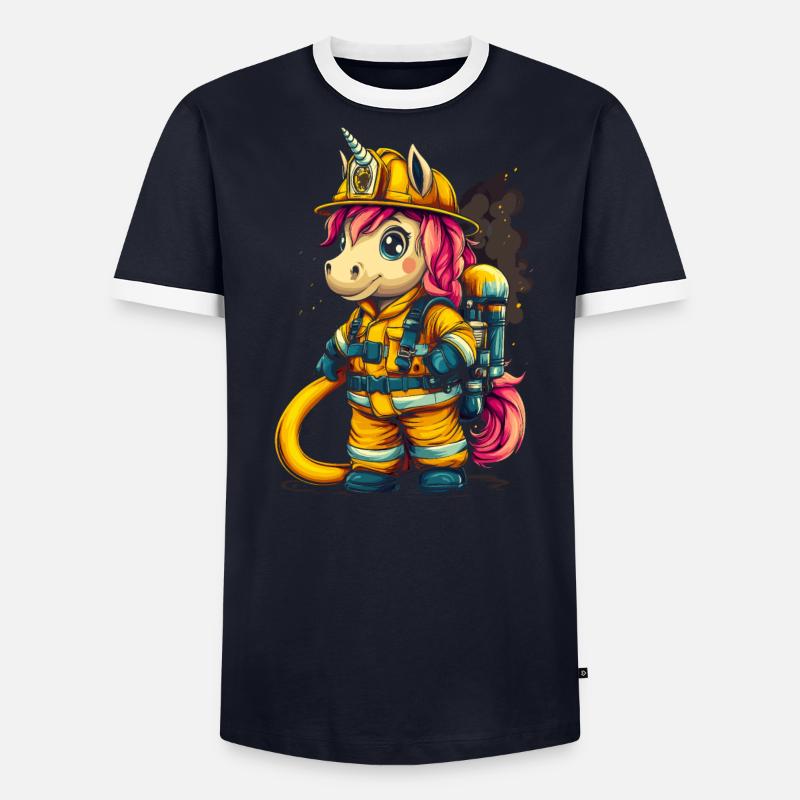 Feuerwehrmann Einhorn Männer Kontrast-T-Shirt