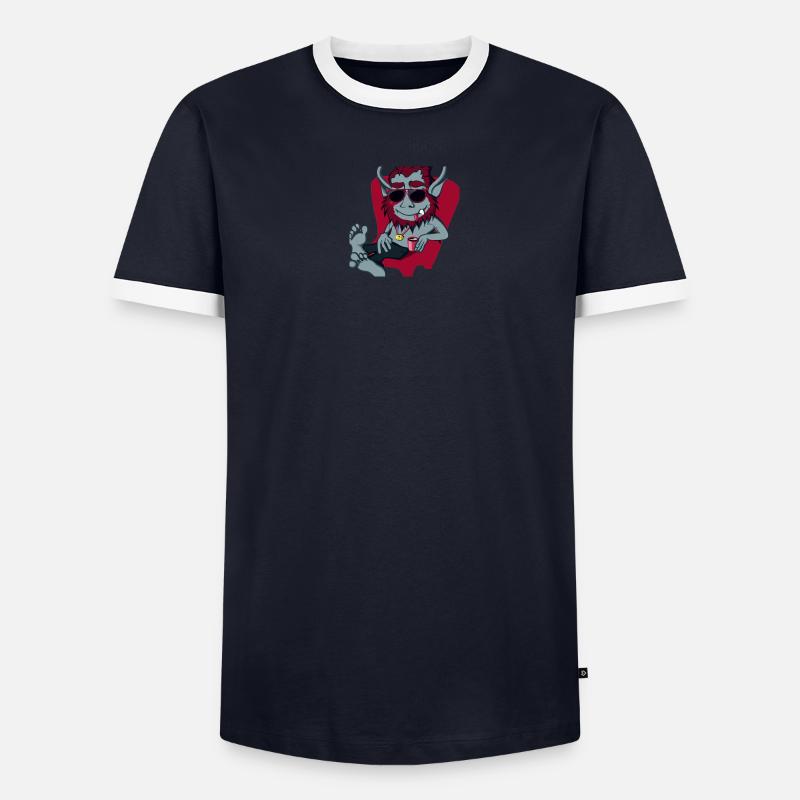 Krampus Percht Devil 2304 T-shirt contrasté Homme