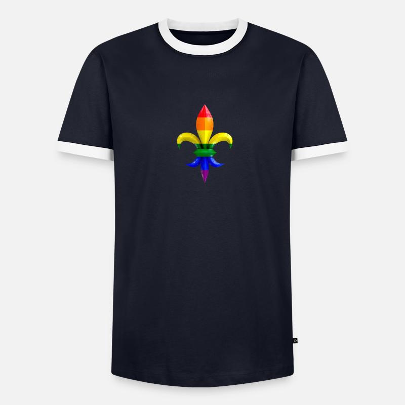 Fleur de Lys / Fleur de Lis Marmor mit Regenbogen Männer Kontrast-T-Shirt