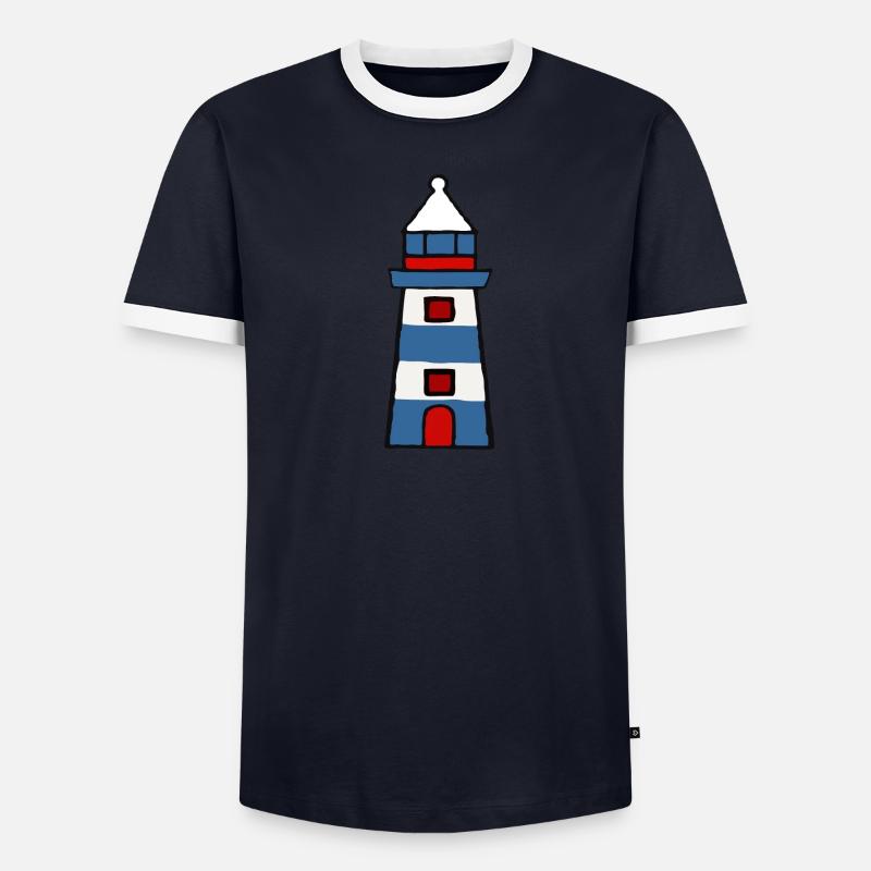 Lighthouse - red blue design Männer Kontrast-T-Shirt