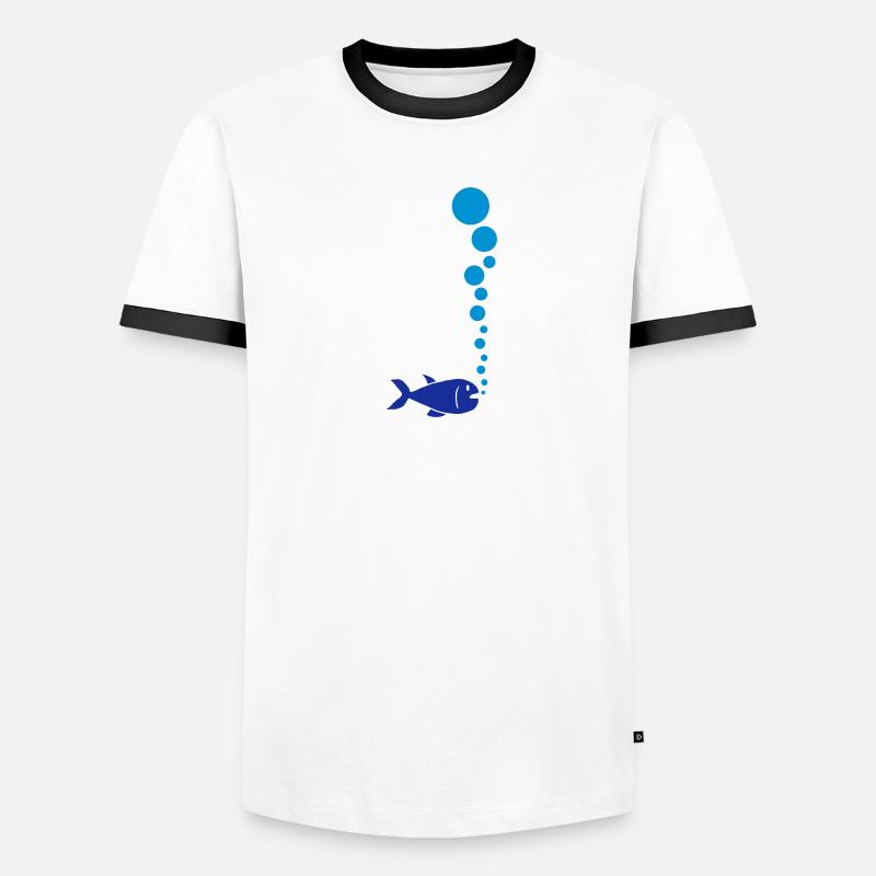 Fish And Bubbles Männer Kontrast-T-Shirt