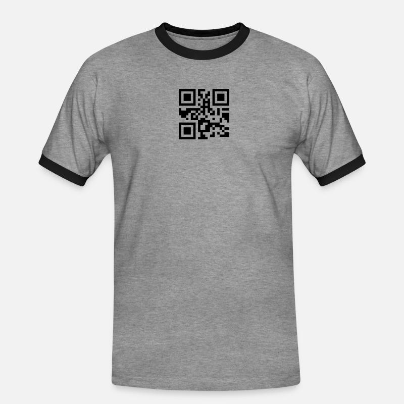 Single Barcode - Männer Kontrast-T-Shirt - Grau meliert/Schwarz