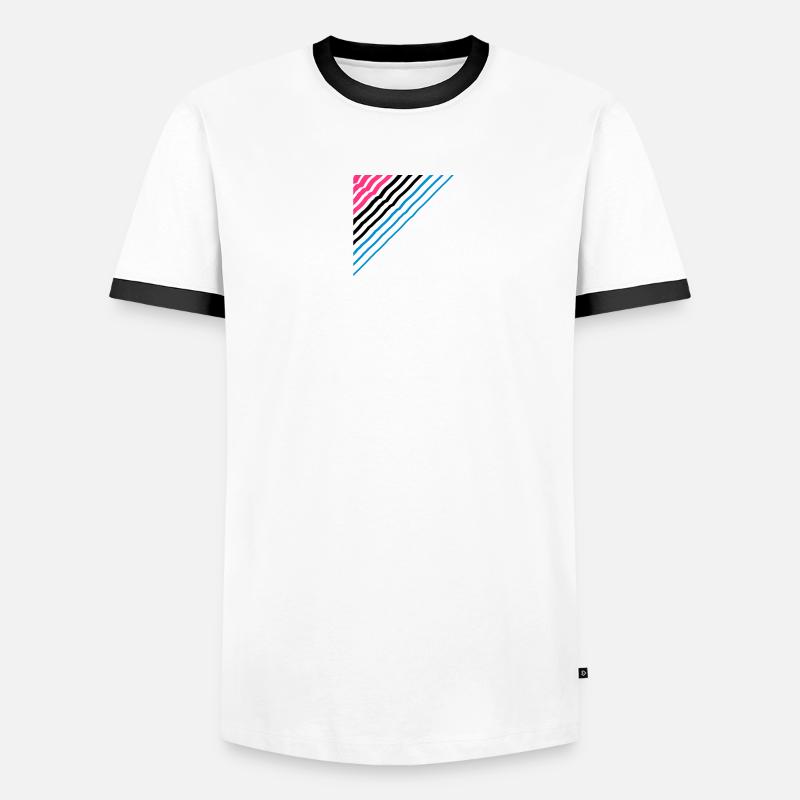 Triangular shape lines Many lines pattern Men's Ringer Shirt