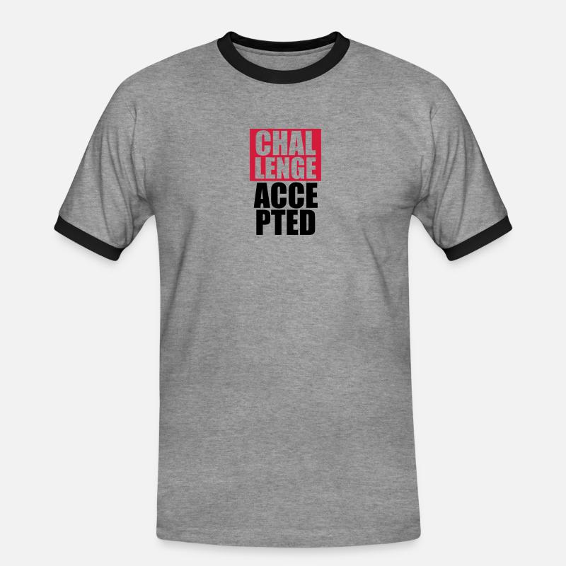 Cool Challenge Accepted Text Design - Männer Kontrast-T-Shirt - Grau meliert/Schwarz