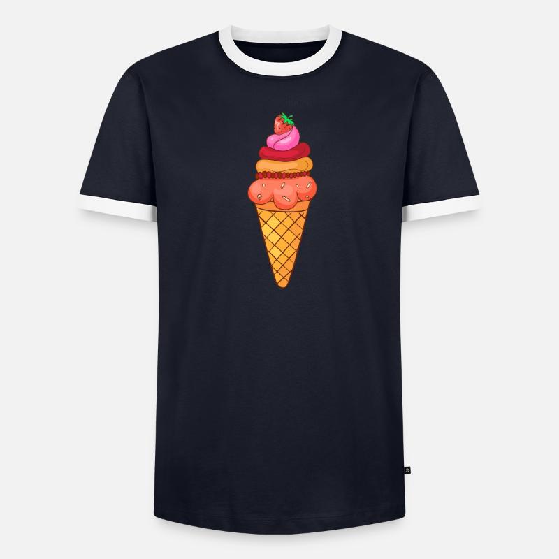 Eis Speiseeis Eiskrem Eiscreme Kugeleis Eisbecher - Männer Kontrast-T-Shirt -