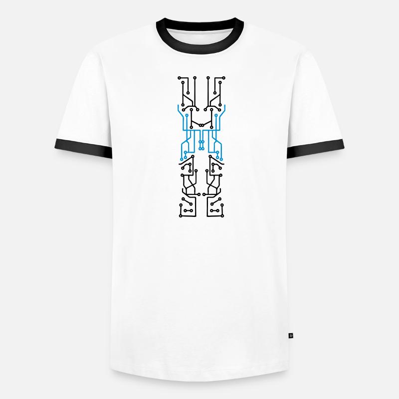 technology line connection microchip datentechnik Men's Ringer Shirt