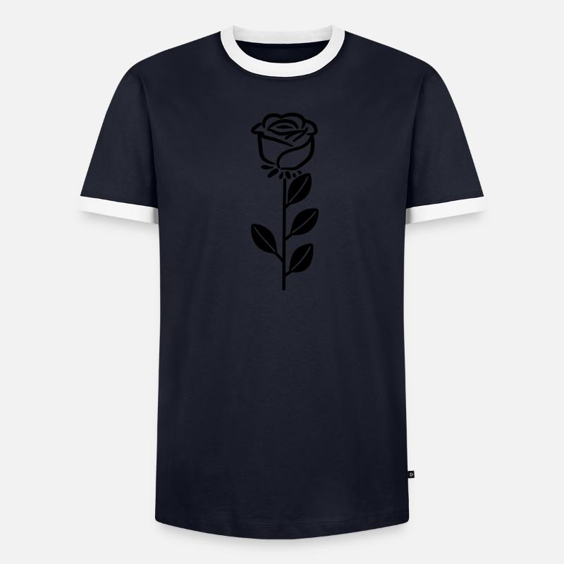 Fleur rose T-shirt contrasté Homme