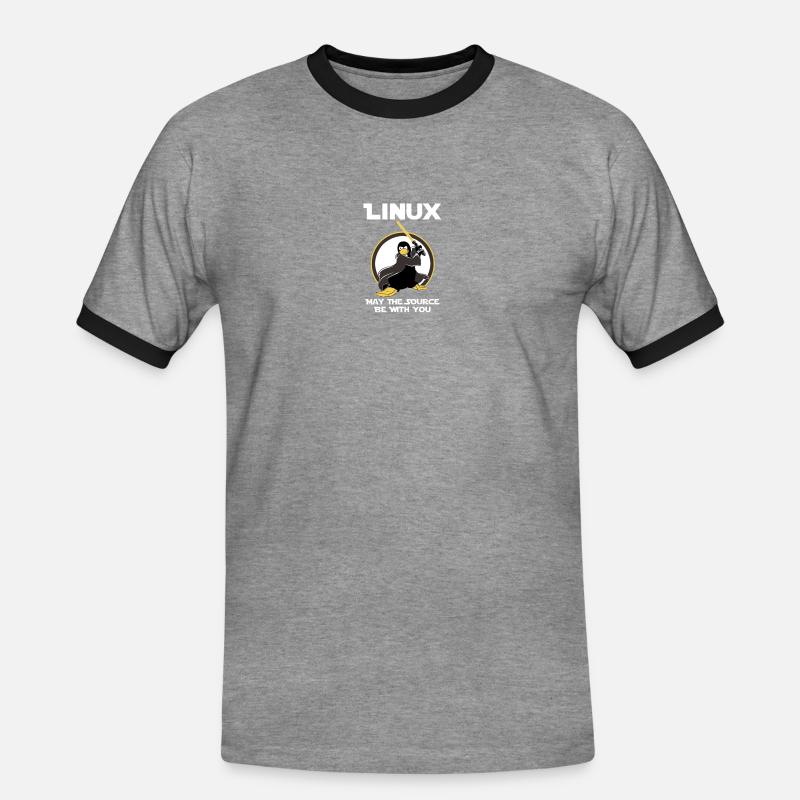 may_the_linux_source - Men's Ringer Shirt - heather grey/black