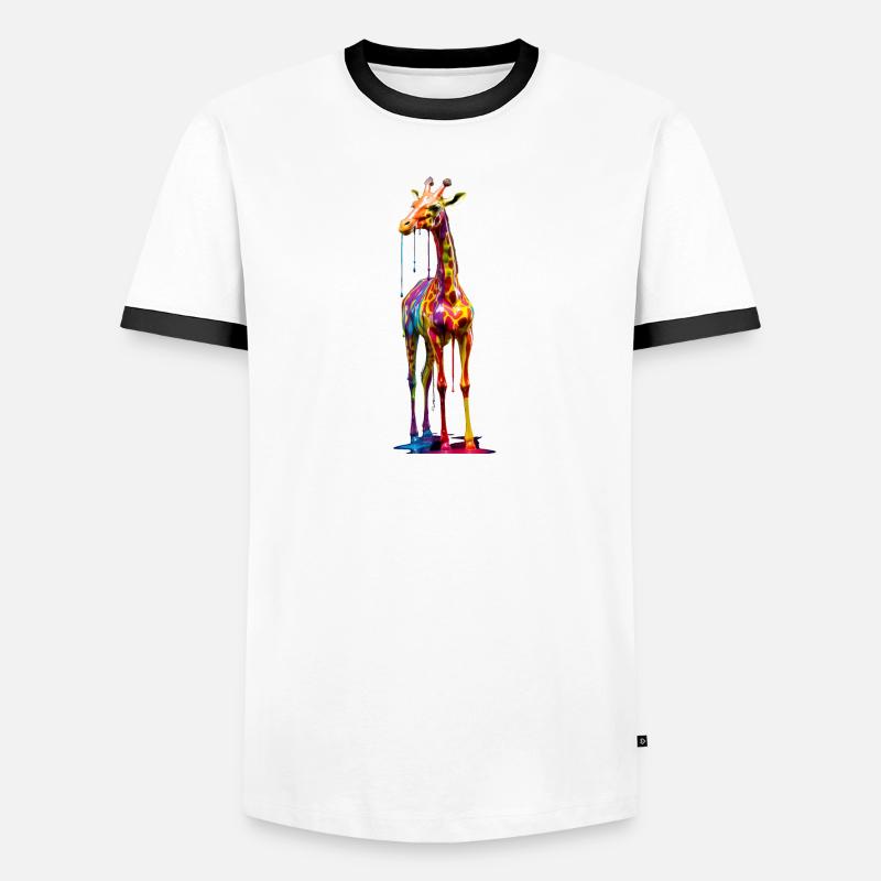 Rainbow Colored Giraffe Men's Ringer Shirt
