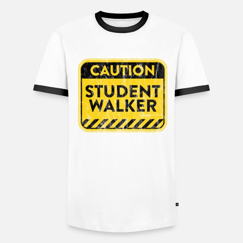 Student Walker Amputierter Bein Warnzeichen Männer Kontrast-T-Shirt