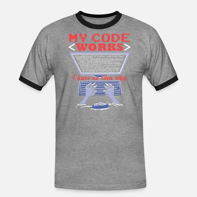 Fuuny Coder Programmer - Men's Ringer Shirt - heather grey/black