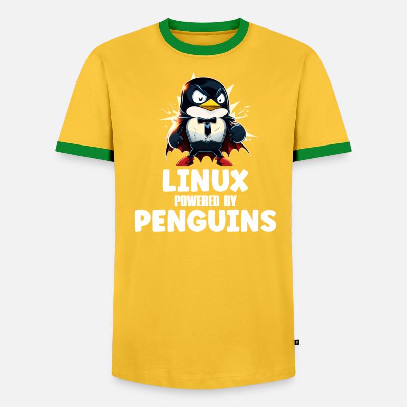 Linux Powered By Penguins - Männer Kontrast-T-Shirt - undefined