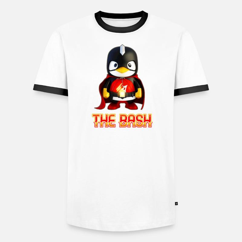 The Bash Penguin Superhero for Linux Coder and Männer Kontrast-T-Shirt
