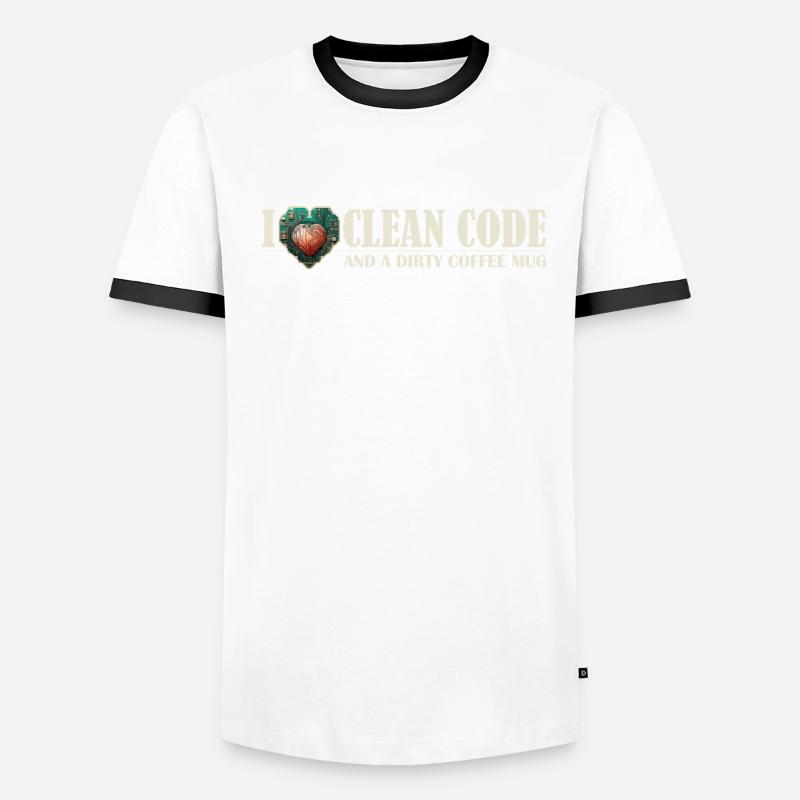 I Love Clean Code and Dirty Coffee Mug Devs Who Men's Ringer Shirt