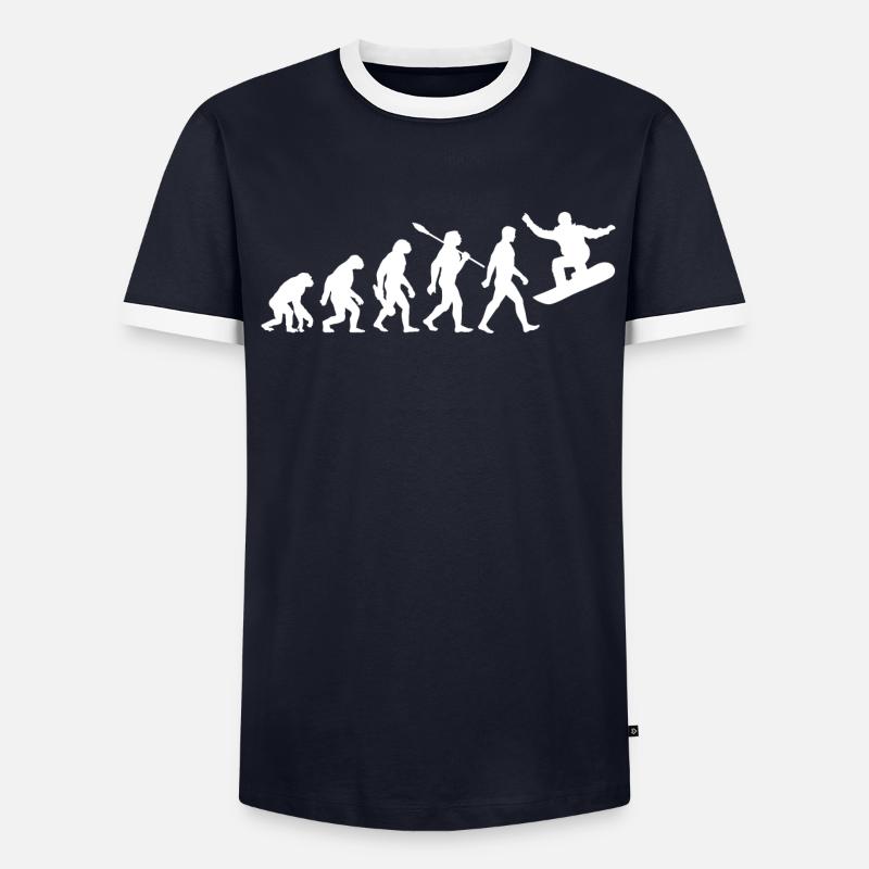 Evolution - Snowboard - Snowboarden - Wintersport - Männer Kontrast-T-Shirt - undefined