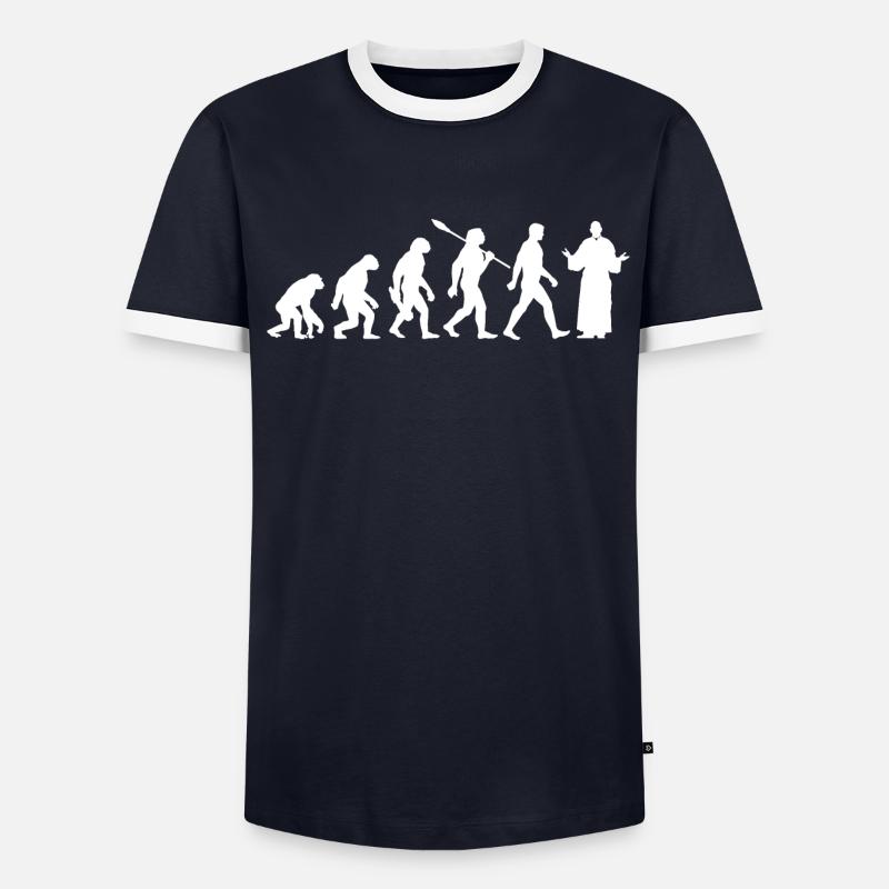 Evolution - Pfarrer - Kirche - Religion - Männer Kontrast-T-Shirt - undefined