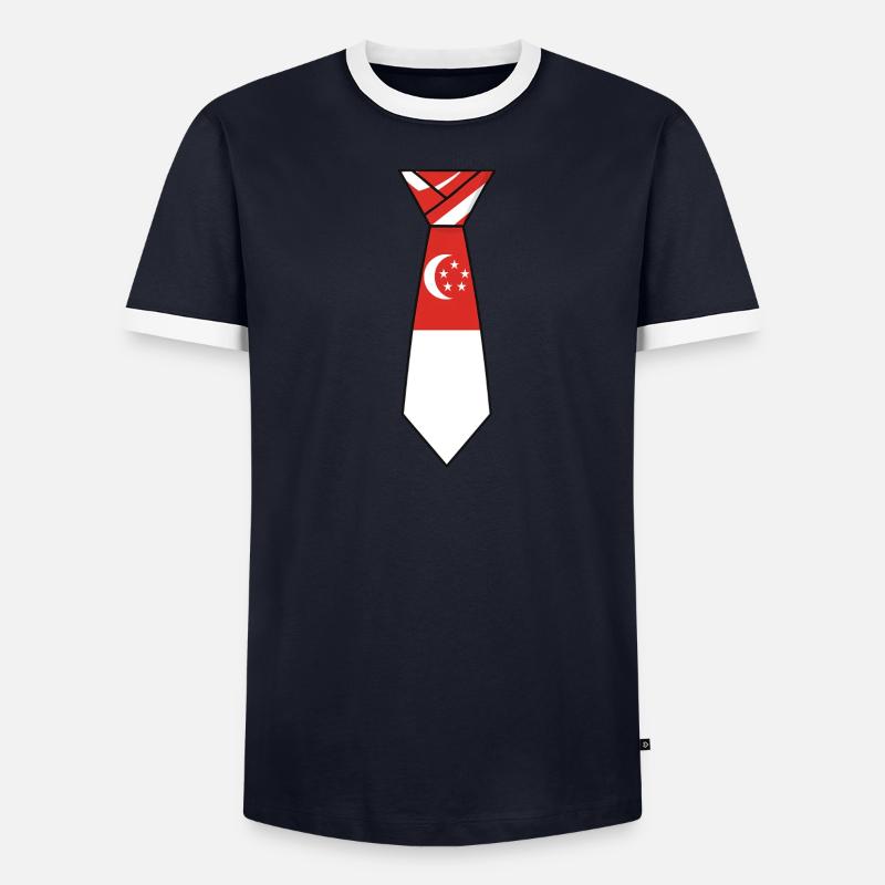 Cravate de Singapour – Conception du drapeau T-shirt contrasté Homme