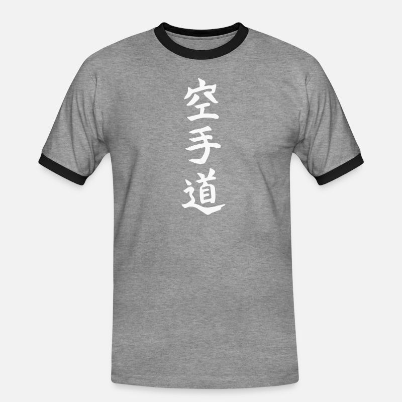 Karatedo - Männer Kontrast-T-Shirt - Grau meliert/Schwarz