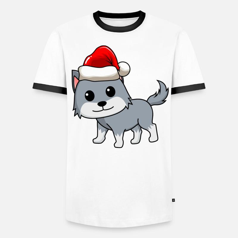 Wolf Comic Christmas T-shirt contrasté Homme