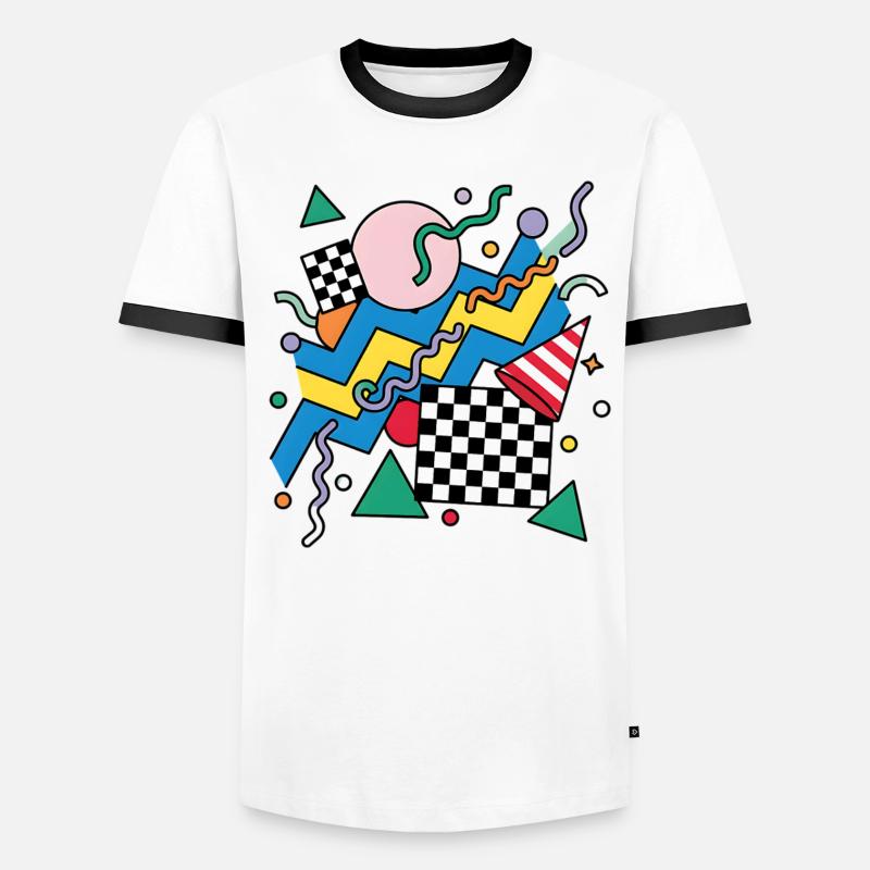 Geometric Neon Punk Pattern Men's Ringer Shirt