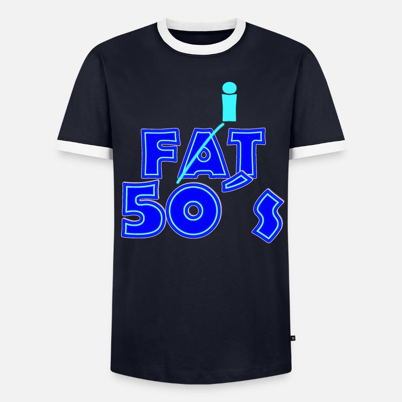 fat 50s blue white Männer Kontrast-T-Shirt