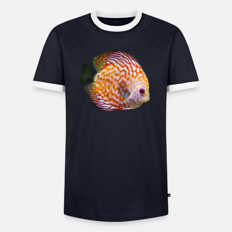 Diskus Diskusfisch Buntbarsch I Aquarianer Hobby Männer Kontrast-T-Shirt