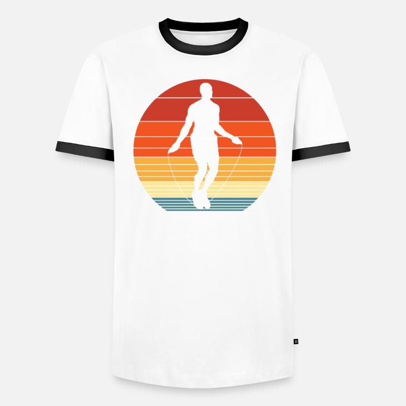 Retro Silhouette Springseil Mann Springseil Männer Kontrast-T-Shirt