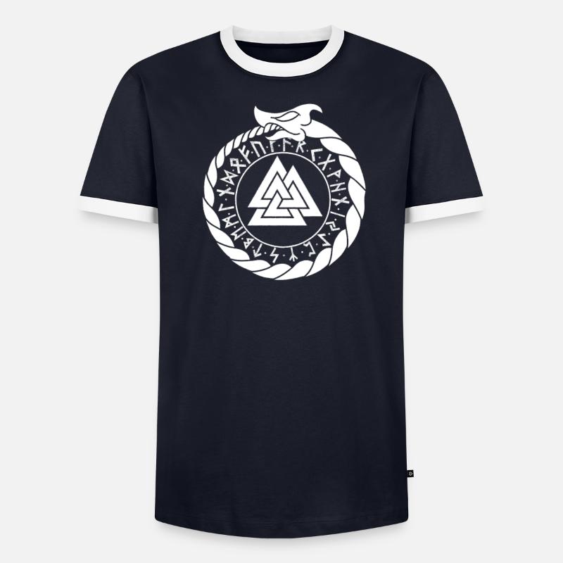Ouroboros con Valknut e Fuþark - Germanico - Maglietta Contrast da uomo - undefined