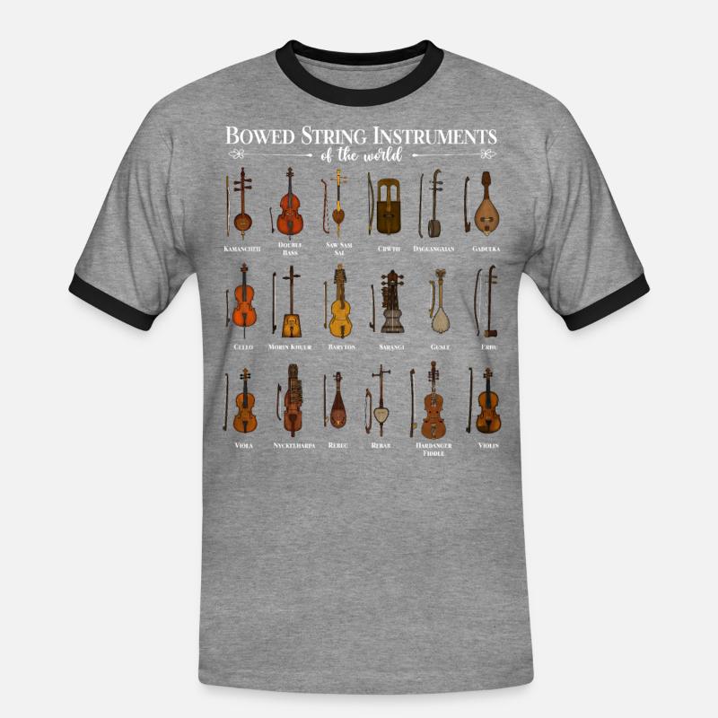 Various String Instruments - Men's Ringer Shirt - heather grey/black