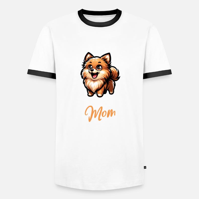 Deutscher Spitz Mama Männer Kontrast-T-Shirt