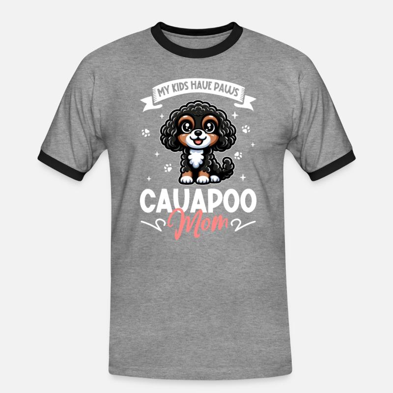 Cavapoo Mama - Männer Kontrast-T-Shirt - Grau meliert/Schwarz