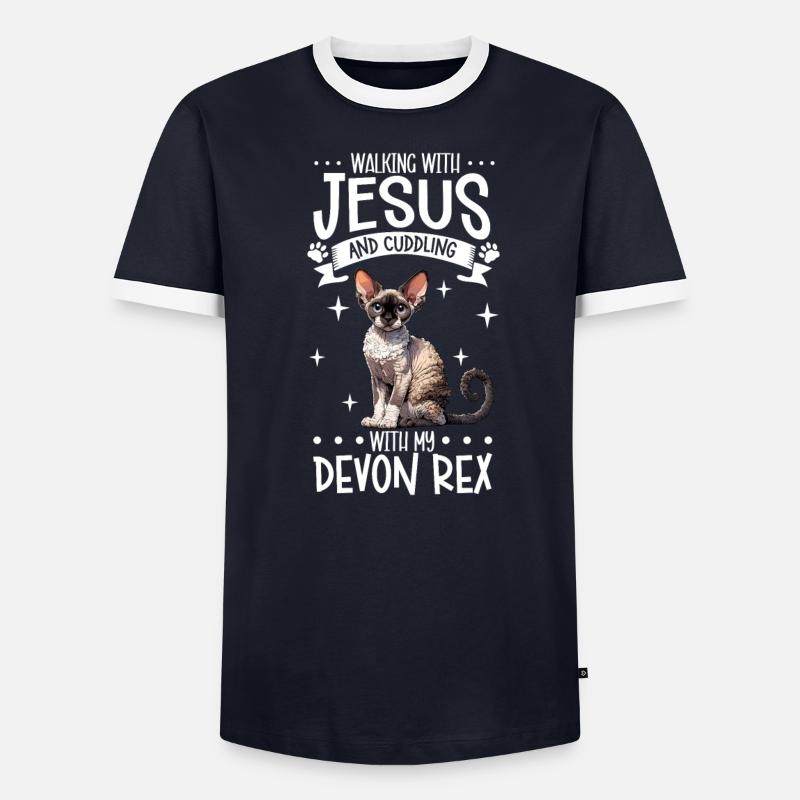 Jesus und meine Devon Rex - Männer Kontrast-T-Shirt - undefined