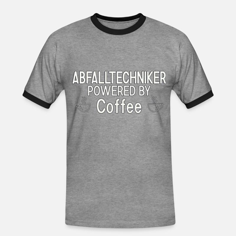 Abfalltechniker Powered By Coffee - Männer Kontrast-T-Shirt - Grau meliert/Schwarz