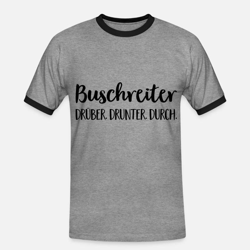 Buschreiter - Männer Kontrast-T-Shirt - Grau meliert/Schwarz