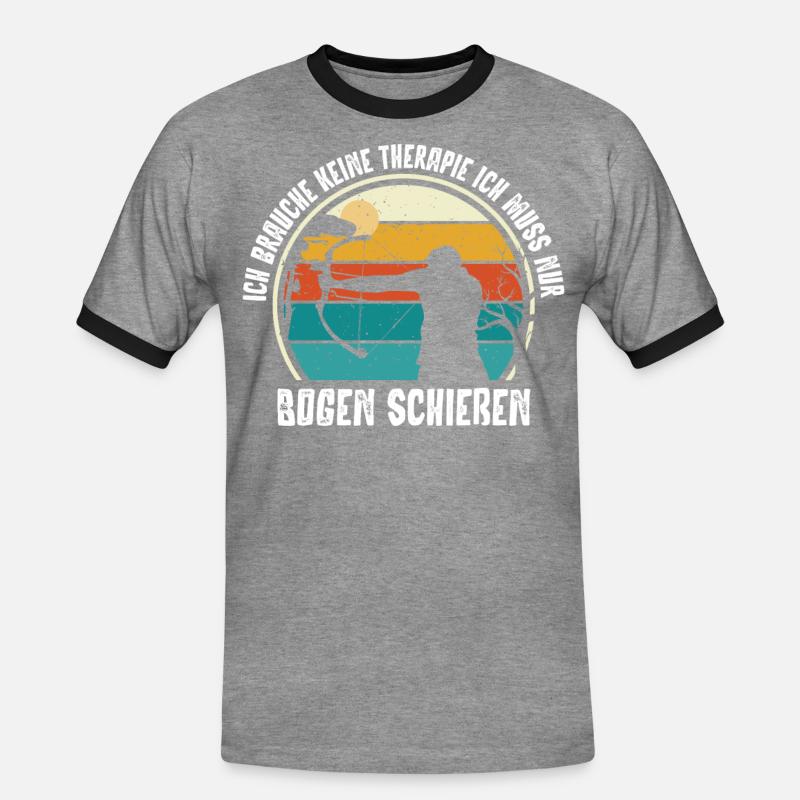 Bogenschießen, Archery, Langbogen, Compound - Männer Kontrast-T-Shirt - Grau meliert/Schwarz