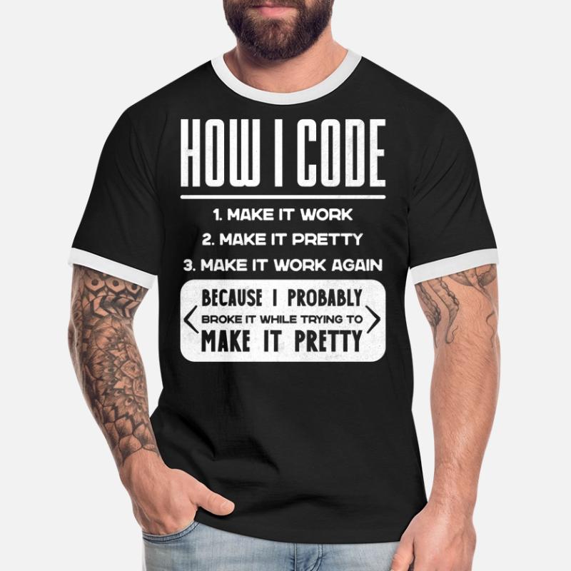 Programmeur, Code, Nerd, Programmation T-shirt contrasté Homme